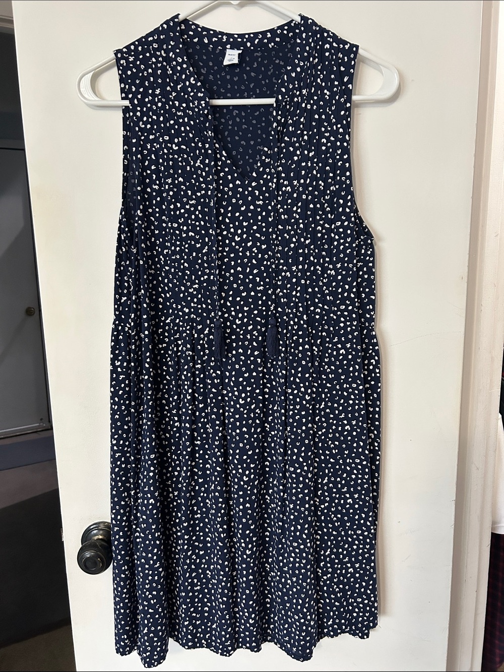 Old Navy Blue and White Sleeveless V-Neck Mini Dress